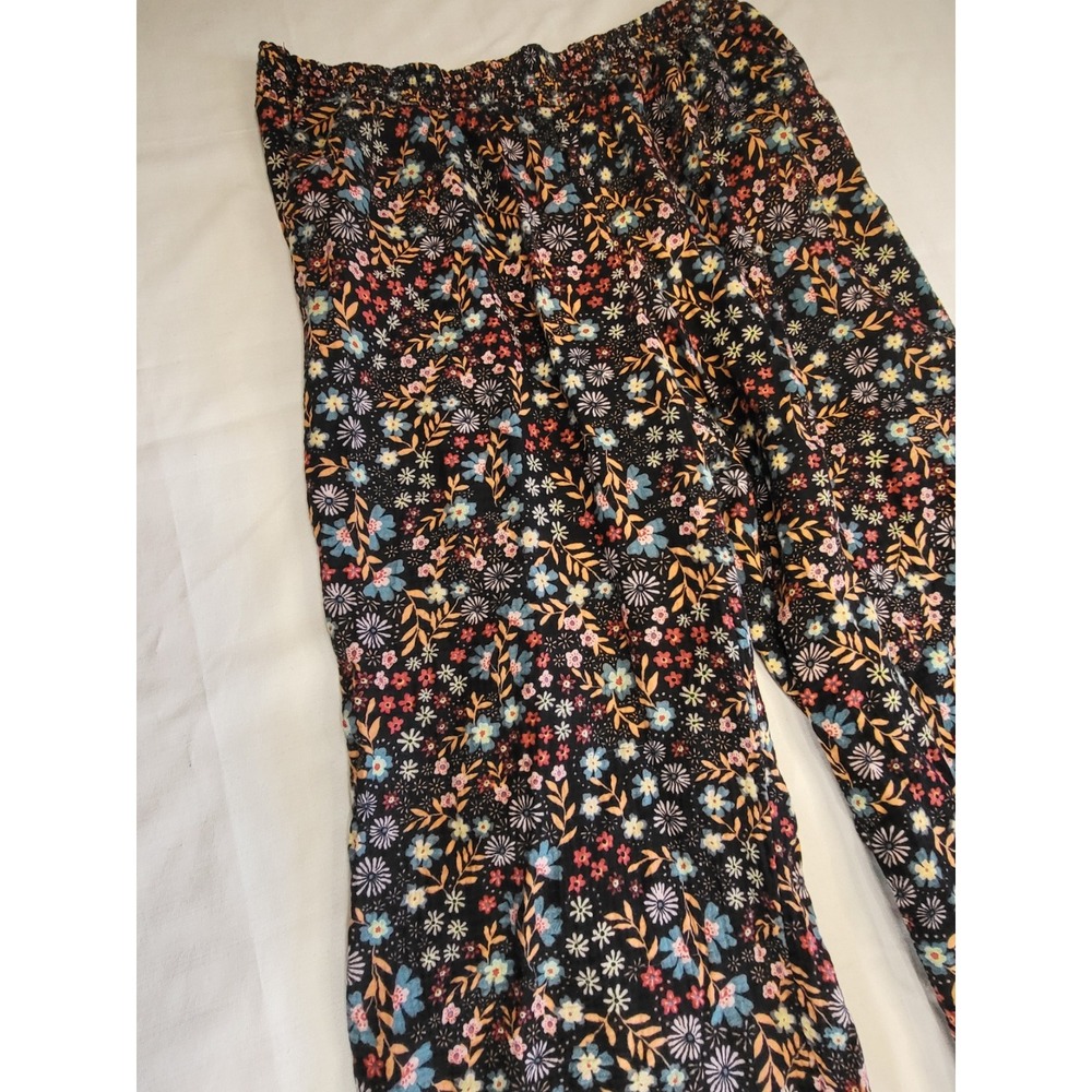 Joyspun Women Floral Wide Leg Lounge Pants Black Multi Color Size XL 16-18 - Picture 2 of 5